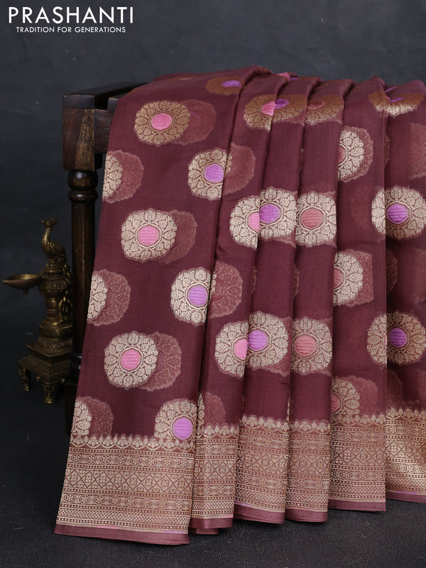 Brown Banarasi Organza Silk Saree - Buttas