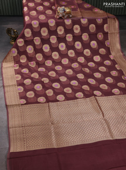 Brown Banarasi Organza Silk Saree - Buttas