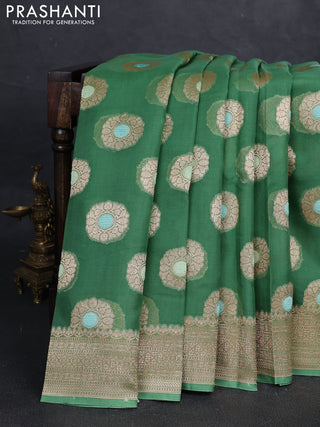 Green Banarasi Organza Silk Saree - Buttas