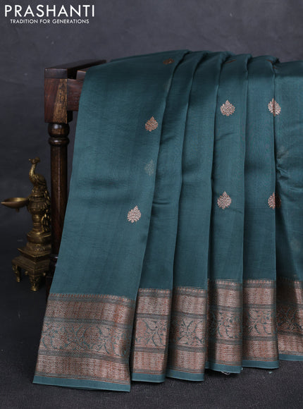 Elephant Grey Banarasi Organza Silk Saree - Buttas