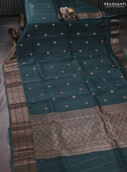 Elephant Grey Banarasi Organza Silk Saree - Buttas