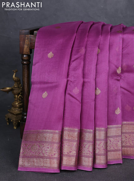 Purple Banarasi Organza Silk Saree - Buttas