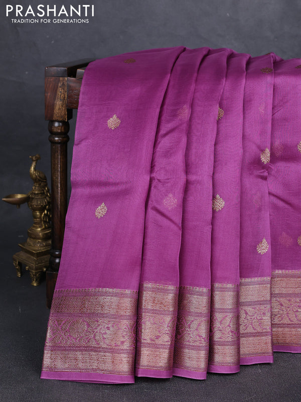 Purple Banarasi Organza Silk Saree - Buttas