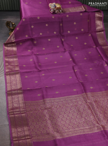 Purple Banarasi Organza Silk Saree - Buttas