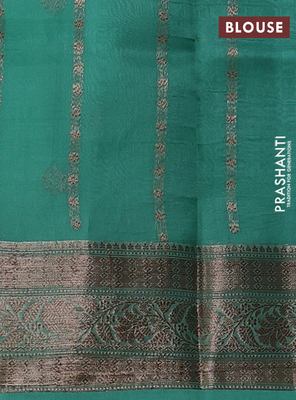 Teal Green Banarasi Organza Silk Saree - Buttas