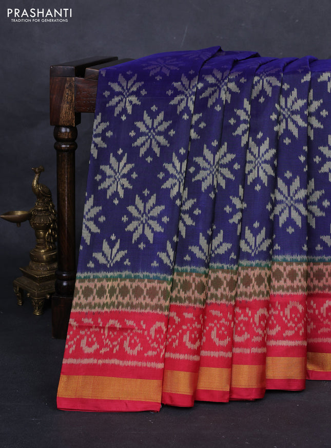 Navy Blue & Maroon Rajkot Patola Silk Saree
