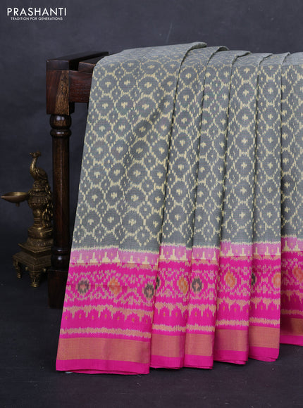 Grey & Pink Rajkot Patola Silk Saree