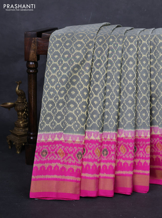 Grey & Pink Rajkot Patola Silk Saree