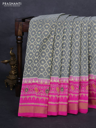 Grey & Pink Rajkot Patola Silk Saree