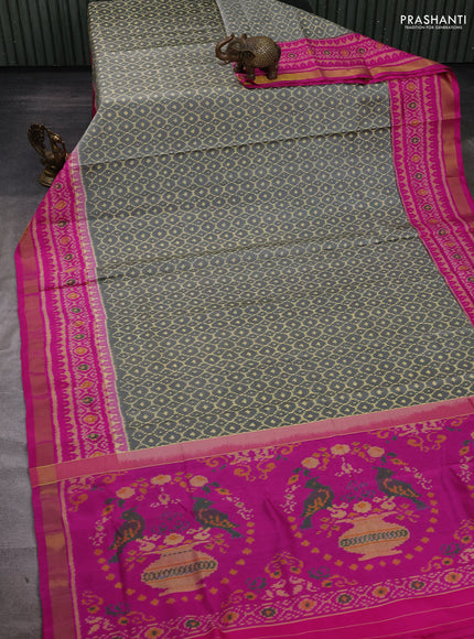 Grey & Pink Rajkot Patola Silk Saree