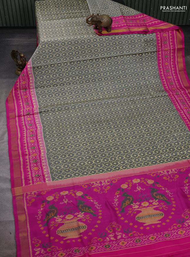 Grey & Pink Rajkot Patola Silk Saree