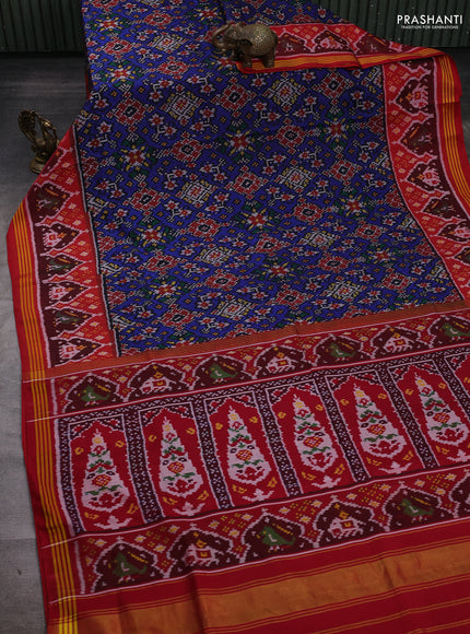 Blue & Red Rajkot Patola Silk Saree