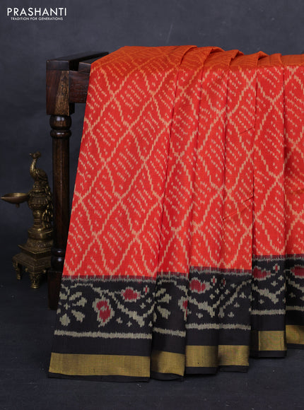 Rust & Black Rajkot Patola Silk Saree