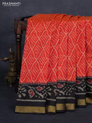 Rust & Black Rajkot Patola Silk Saree