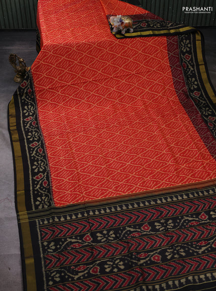 Rust & Black Rajkot Patola Silk Saree