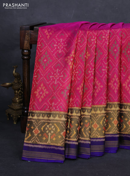 Pink & Blue Rajkot Patola Silk Saree
