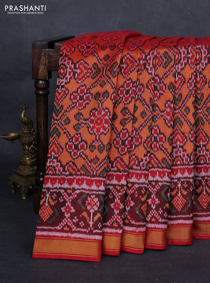 Orange & Maroon Rajkot Patola Silk Saree