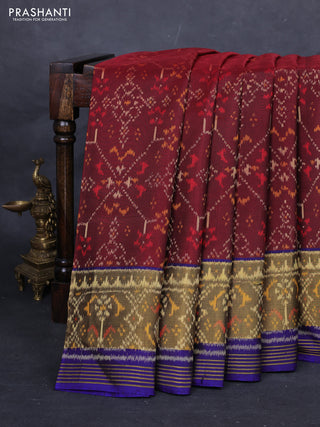 Maroon & Blue Rajkot Patola Silk Saree