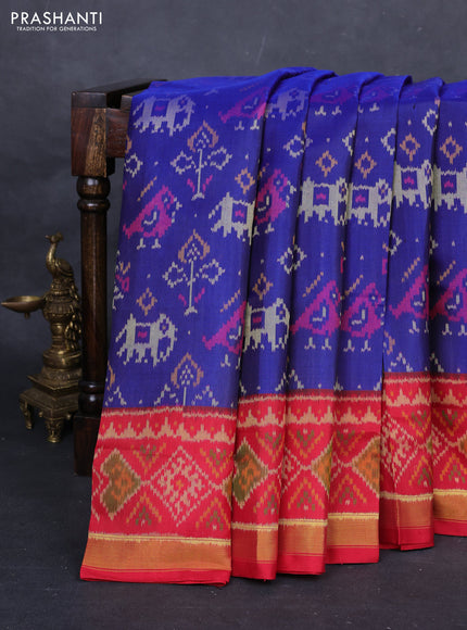 Blue & Red Rajkot Patola Silk Saree