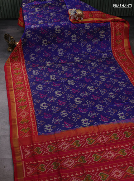 Blue & Red Rajkot Patola Silk Saree