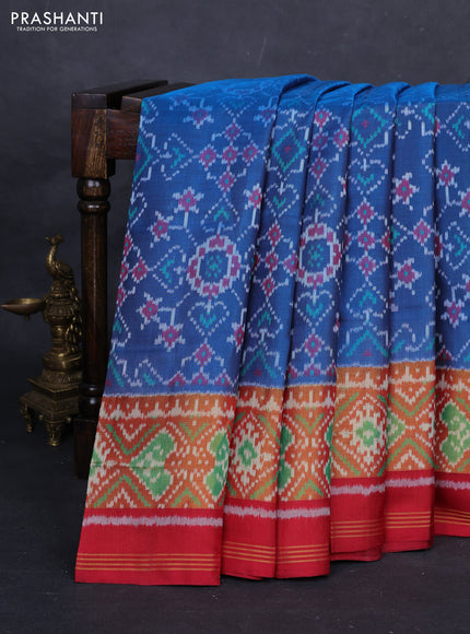 Blue & Red Rajkot Patola Silk Saree