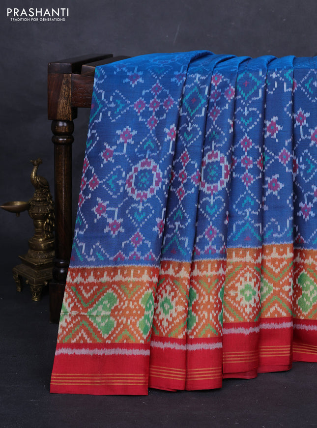 Blue & Red Rajkot Patola Silk Saree