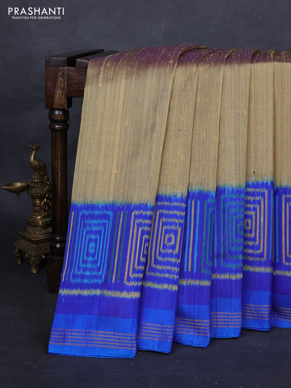 Mustard & Blue Rajkot Patola Silk Saree - Jute Finish