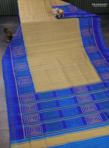 Mustard & Blue Rajkot Patola Silk Saree - Jute Finish