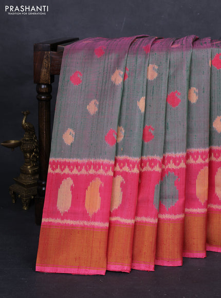 Green & Pink Rajkot Patola Silk Saree - Jute Finish
