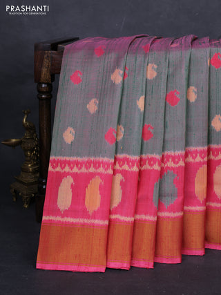 Green & Pink Rajkot Patola Silk Saree - Jute Finish