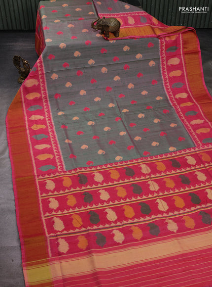 Green & Pink Rajkot Patola Silk Saree - Jute Finish