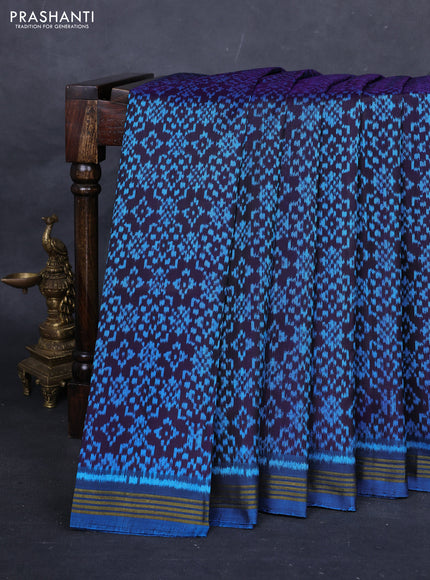 Violet & Blue Rajkot Patola Silk Saree - Jute Finish