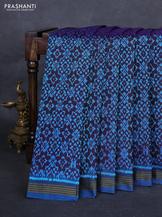Violet & Blue Rajkot Patola Silk Saree - Jute Finish
