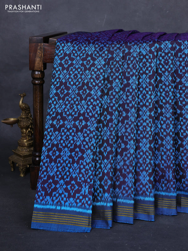 Violet & Blue Rajkot Patola Silk Saree - Jute Finish