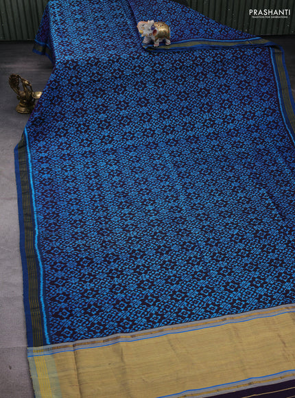 Violet & Blue Rajkot Patola Silk Saree - Jute Finish