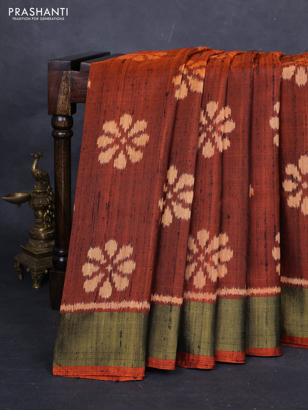 Rust & Pink Rajkot Patola Silk Saree - Jute Finish
