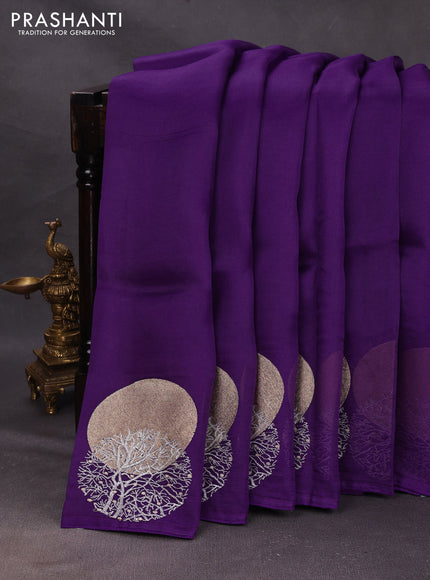 Violet Pure Organza Saree - Embroidery