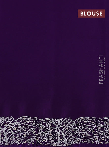 Violet Pure Organza Saree - Embroidery