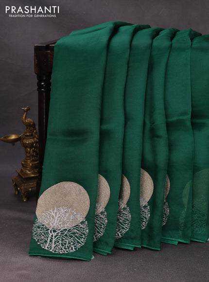 Green Pure Organza Saree - Embroidery