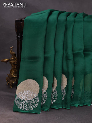 Green Pure Organza Saree - Embroidery
