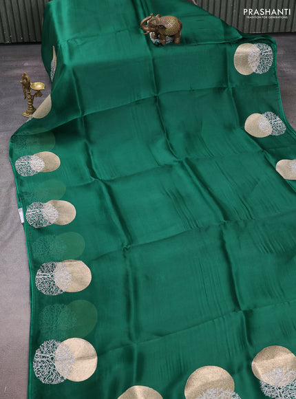 Green Pure Organza Saree - Embroidery