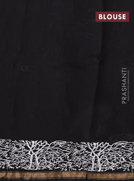Black Pure Organza Saree - Embroidery