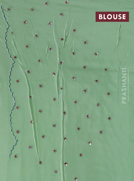 Pista Green Pure Organza Saree - Embroidery