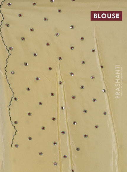 Pale Yellow Pure Organza Saree - Embroidery