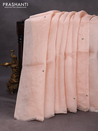 Peach Pure Organza Saree - Embroidery