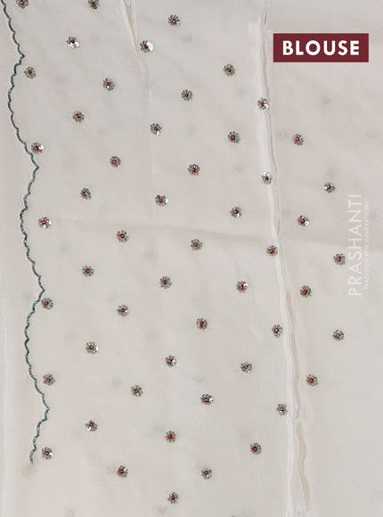 Off White Pure Organza Saree - Embroidery