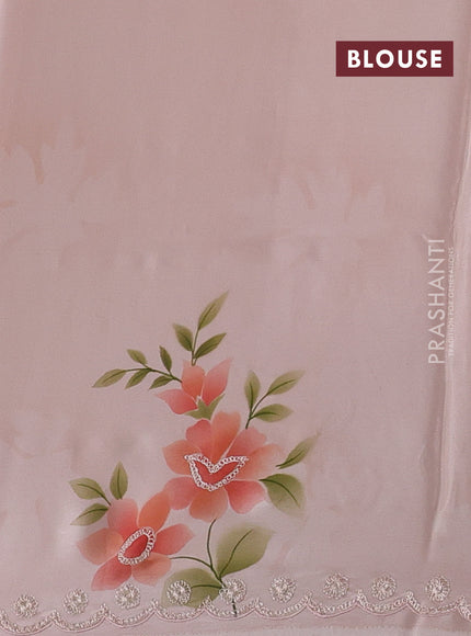 Pastel Pink Pure Organza Saree - Embroidery