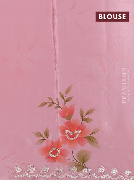 Pink Pure Organza Saree - Embroidery