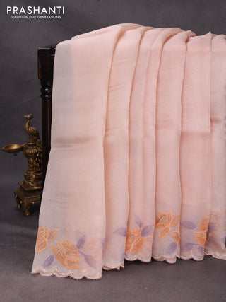 Peach Pure Organza Saree - Embroidery