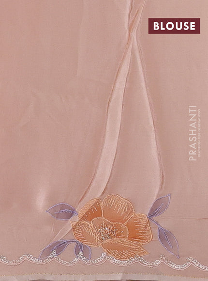 Peach Pure Organza Saree - Embroidery
